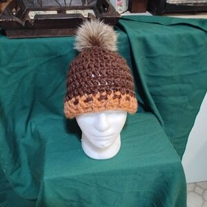 Handmade Crochet Women's Hat With Removable Pom Pom